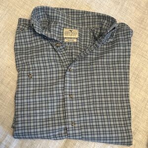 Gentlemen's Blue Checkered Casual Button Down Shirt